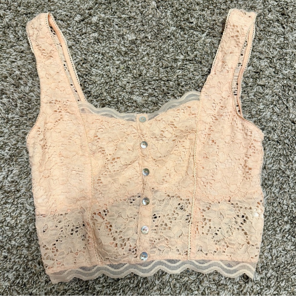 BKE Floral Lace Brami in Light Peach
